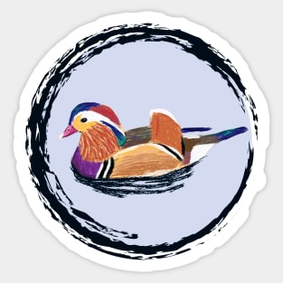 Nice Artwork showing a swimming Mandarin Duck II Sticker